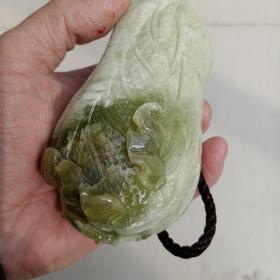 碧玉白菜，百菜不如百财，大手把件，