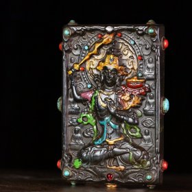 清代老陨石天珠佛牌，8.5×5.9㎝，重91.6克