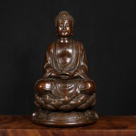 纯铜如来佛释迦摩尼佛 工艺精致 皮色红润 古玩收藏品 规格约：长17.5厘米 宽14厘米 高34厘米 重约：4870克