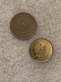 波兰2.5格罗希 两枚 铜版 17-19mm 自然氧化