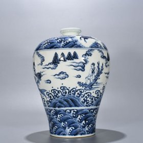 旧藏 明永乐青花人物纹梅瓶 42×28厘米
