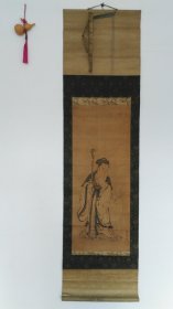 1097#回流老字画 清代早期 福禄寿 绢本原裱 整幅170*45 画心87*34.5
