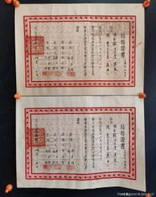 1951年结婚证一对是民航起义人员陈在国的，时任民航副局长吕正哲证婚手签