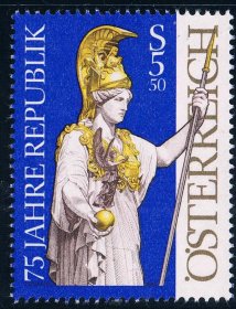 A205奥地利1993年 共和国75周年 雅典娜女神雕像 外国邮票 新 1全