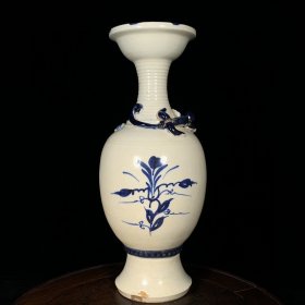唐邢窑青花花卉纹瓶，高34直径13cm