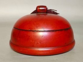 古玩旧藏木胎朱红漆器朝珠盒