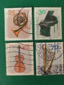 德国邮票 西德1975年古乐器 4全销