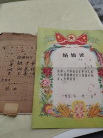 六十年代黄冈县，鄂城县结婚证2张，带民事婚姻纠纷卷宗