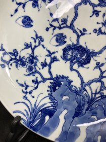 青花盘子，福寿如意，