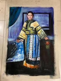 编号046，手绘油画
作者:陈逸飞
尺寸：100×70cm
实物拍摄，一物一图