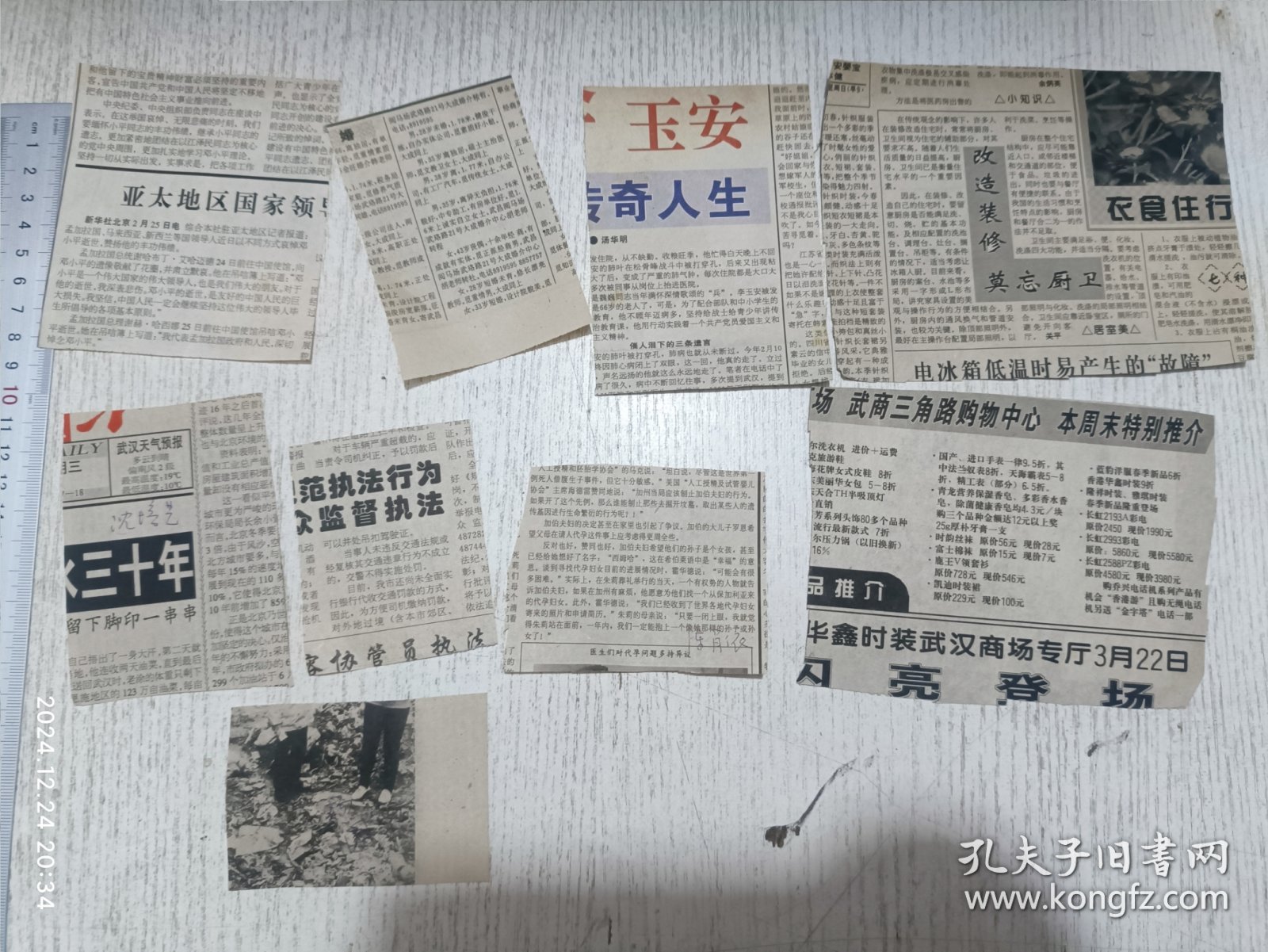 八十年代中外明星剪报图片(有杨澜，沈培艺，陈肖依等)九张合售