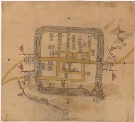 古地图1888 莱州府昌邑县城垣图 清光绪十四年后。纸本大小48.63*43.76厘米。宣纸艺术微喷复制。80元非偏远包邮