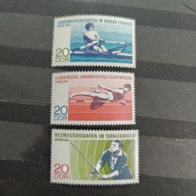 DDR509民主德国邮票东德1968年6月6日国际青少年田径运动会莱比锡；欧洲女子划艇锦标赛，柏林；世界锦标赛 新 3全