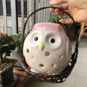 日本瓷器猫头鹰蚊香炉，不含提蓝