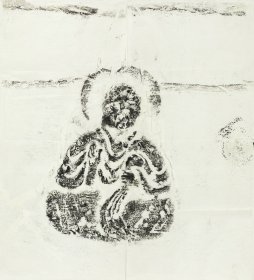 四川乐山崖墓画像石–麻浩 佛像。東漢。四川樂山麻浩享堂。拓片尺寸58.6*64.41厘米。宣纸艺术微喷复制
