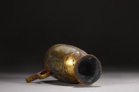 汉 铜鎏金嵌玉环耳盖杯