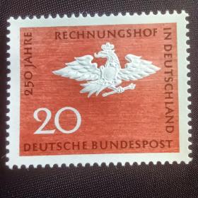 bh06外国邮票联邦德国1964年 总会计署成立250周年 普鲁士鹰徽志 凸印版 新 1全  (此款有四方联，要四方联拍四份)