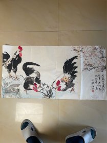 鸡图 公鸡画 字画 国画 纯手绘 横幅 软片 作品