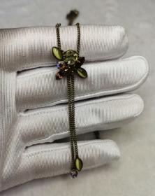 海外回流 vintage 古铜色镶嵌莱茵石项链 复古风  实物真心超漂亮 独一无二款式 简单大方 出售不退