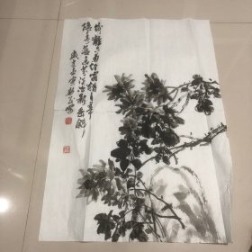 新民手绘墨菊图小中堂