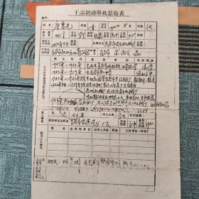 干部调动审批呈报表 长春市皮毛机械厂 1986