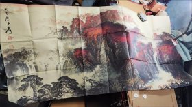 宣纸微喷张大千大幅山水画六尺办公室中式招财风水靠山高清横版客厅
