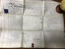 1864年5月4日 双页英文羊皮纸契约 整体约72*60公分