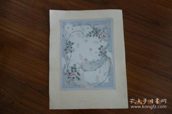 80年代丝毯设计稿七十一：几十种用色，赏心悦目，非常漂亮（画心尺寸36*26.9cm）