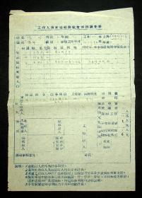 50年代上海戏剧学院张振民，徐正平，张应湘，叶涛，项琦，张可，胡导，田稼，阮尚元，颜？？等工作人员家庭经济困难情况调查表