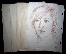 上海美术电影制片厂美术设计师 严云开 速写人物画5幅