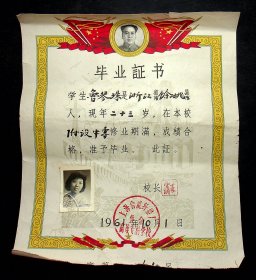 1961年上海合成纤维厂业余高等专科学校毕业证书