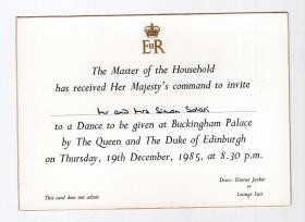 英国女王 伊丽莎白二世 1985年白金汉宫皇室舞会邀请函一件