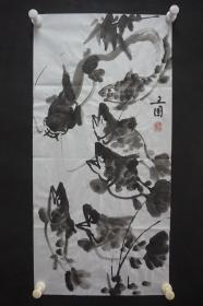 122b28 著名画家、花鸟师承李苦禅大师、中国美术家协会北京分会会员—钱卫国  花鸟国画作品一幅 ，纸本软片，尺寸约69*34厘米！