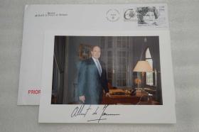 113i25：现任摩纳哥国王 格里马尔迪王室首领—阿尔贝二世（Albert II）国王亲笔签名 官方精美大照片1张(21*15厘米) 附赠实寄封！