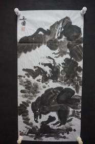 122b07 著名画家、花鸟师承李苦禅大师、中国美术家协会北京分会会员—钱卫国  花鸟国画作品一幅 ，纸本软片，尺寸约69*34厘米！