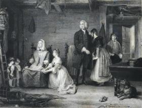 1846年钢版画《维克菲尔德的牧师》—英国浪漫主义艺术家吉尔伯特·斯图尔特·牛顿(Gilbert Stuart Newton,1795 - 1835年)作品雕刻师W. Greatbach 纸张尺寸33.5*25.5厘米