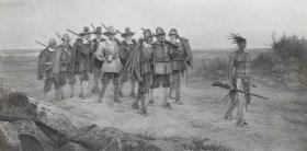 1875年钢版画《英国殖民地军官迈尔斯·斯坦迪什的行军》—著名英国动物和风俗画画家理查德·安斯德尔(Richard Ansdell,1815 - 1885年)作品 雕刻师G. C. Finden 纸张尺寸33*25厘米