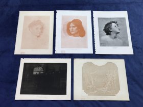 19世纪锌版画5幅合售—背面空白 纸张尺寸30.1*23厘米