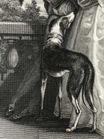 英国艺术家画廊系列钢版画《温柔的责备》—出自英国著名的历史小说家和诗人沃尔特·司各特(Walter Scott,1771-1832年)的悲剧小说《凯尼尔沃斯》中的场景，英国浪漫主义风景画家理查德·帕克斯·博宁顿(Richard Parkes Bonington,1802 - 1828年)作品 纸张尺寸28.1*21.5厘米