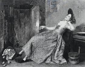 19世纪钢版画《清醒的梦》—英国风景和风俗画家理查德·雷德格里夫(Richard Redgrave,1804 - 1888年)作品 英国艺术家画廊系列 纸张尺寸28.1*21.5厘米