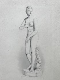 《古希腊大理石雕塑：美第奇的维纳斯》—19世纪点刻钢版画 纸张尺寸32.2*24.5厘米