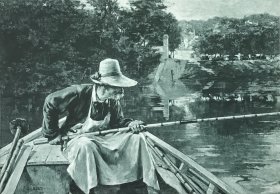 1887年照相腐蚀凹版铜版画《钓鱼者》—法国画家和粉彩画家雷内·约瑟夫·吉尔伯特(René Joseph Gilbert,1857 - 1914年)作品 纸张尺寸31.3*21.4厘米
