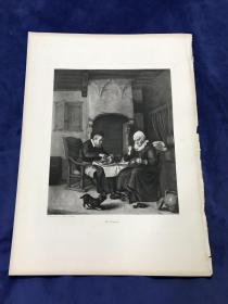 1893年照相腐蚀凹版铜版画《晚餐》—荷兰画家亚伯拉罕·德·帕佩(Abraham de Pape,c. 1620-1666年)作品 哈默顿选辑系列 纸张尺寸36*26厘米