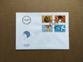 《集邮精品收藏：瑞士1983年罗马柱头文物 猎犬狗 自行车 世界通信年邮票首日封 商品如图》青山2401-16