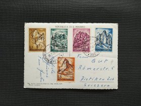 《集邮精品收藏：圣马力诺1962年体育 登山运动 阿尔卑斯雪山邮票实寄城堡风景明信片 商品如图 仅此1枚》青山2401-16