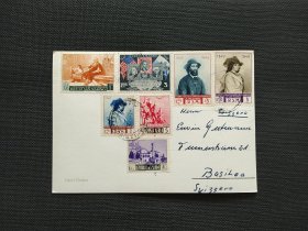 《集邮精品收藏：圣马力诺1952年意大利著名探险家航海家哥伦布 美国总统 美术绘画 建筑邮票实寄城堡风景明信片 商品如图 仅此1枚》青山2401-16