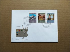 《集邮精品收藏：瑞士1975年欧罗巴 绘画 孟奈峰 吉他 工人邮票首日封 商品如图》青山2401-26