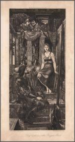 1908年蚀刻版画《科菲图阿国王与乞丐女仆》（拉斐尔前派），31*23cm