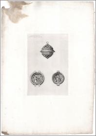 1865年蚀刻铜版画《卢浮宫艾连·纽维柯尔克伯爵所藏十五世纪德国镂雕念珠》，45*30.5cm