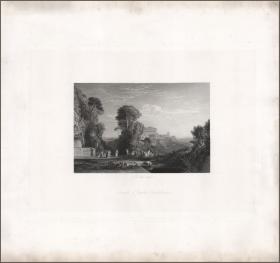 【透纳画廊真正初版，顶级印本】1859年豪华初印钢版画《希腊朱比特神庙》，52.8*50.5cm